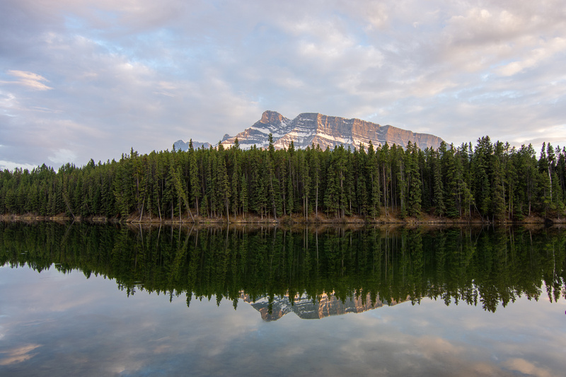 Reflection of Rundle Mountain